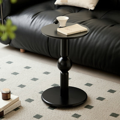 Contemporary Nordic Cylindrical Pine Wood Side Table 1-Tier For Living Room