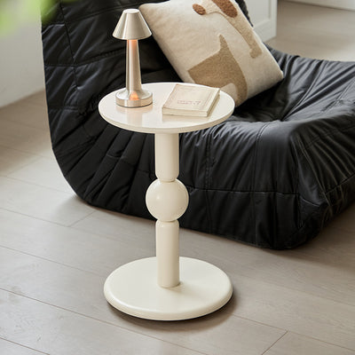 Contemporary Nordic Cylindrical Pine Wood Side Table 1-Tier For Living Room