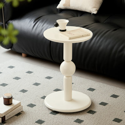 Contemporary Nordic Cylindrical Pine Wood Side Table 1-Tier For Living Room