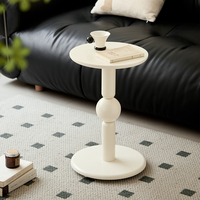 Contemporary Nordic Cylindrical Pine Wood Side Table 1-Tier For Living Room