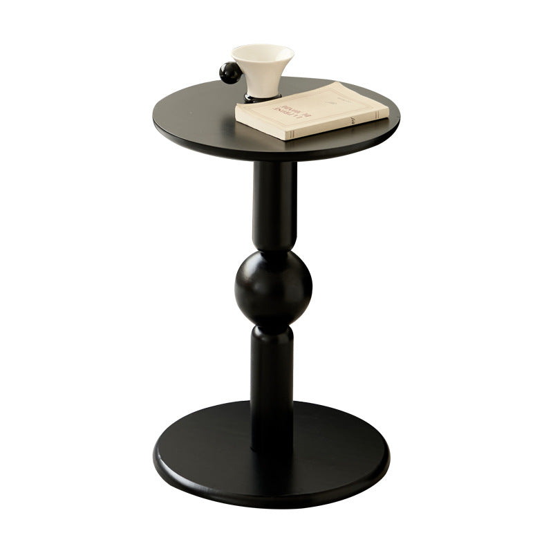 Contemporary Nordic Cylindrical Pine Wood Side Table 1-Tier For Living Room