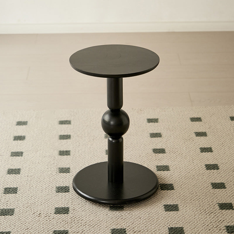 Contemporary Nordic Cylindrical Pine Wood Side Table 1-Tier For Living Room