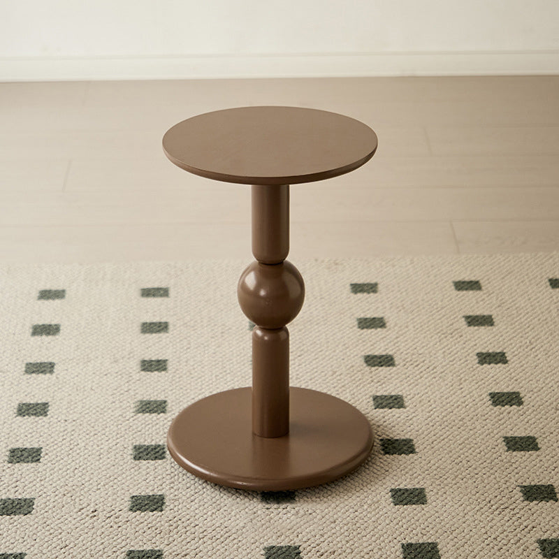 Contemporary Nordic Cylindrical Pine Wood Side Table 1-Tier For Living Room