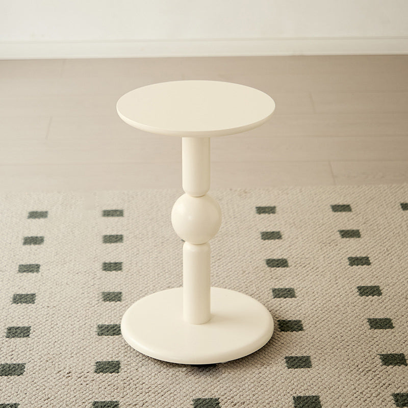 Contemporary Nordic Cylindrical Pine Wood Side Table 1-Tier For Living Room