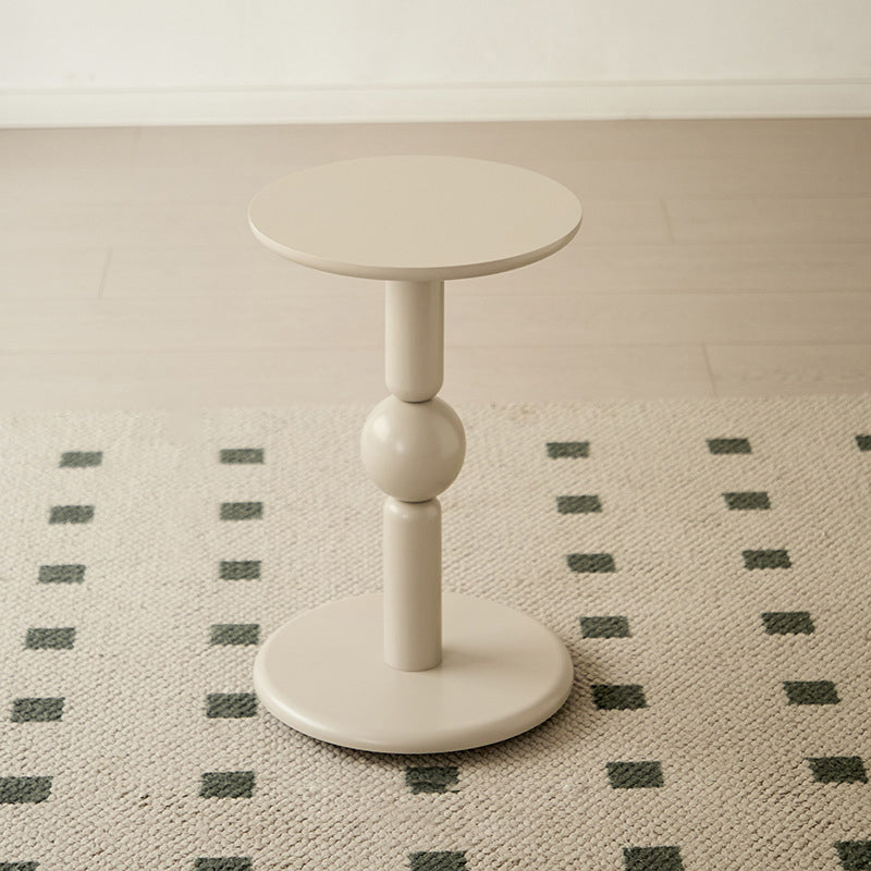 Contemporary Nordic Cylindrical Pine Wood Side Table 1-Tier For Living Room