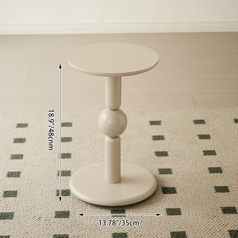 Contemporary Nordic Cylindrical Pine Wood Side Table 1-Tier For Living Room