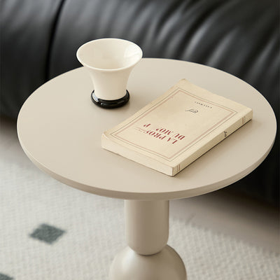 Contemporary Nordic Cylindrical Pine Wood Side Table 1-Tier For Living Room