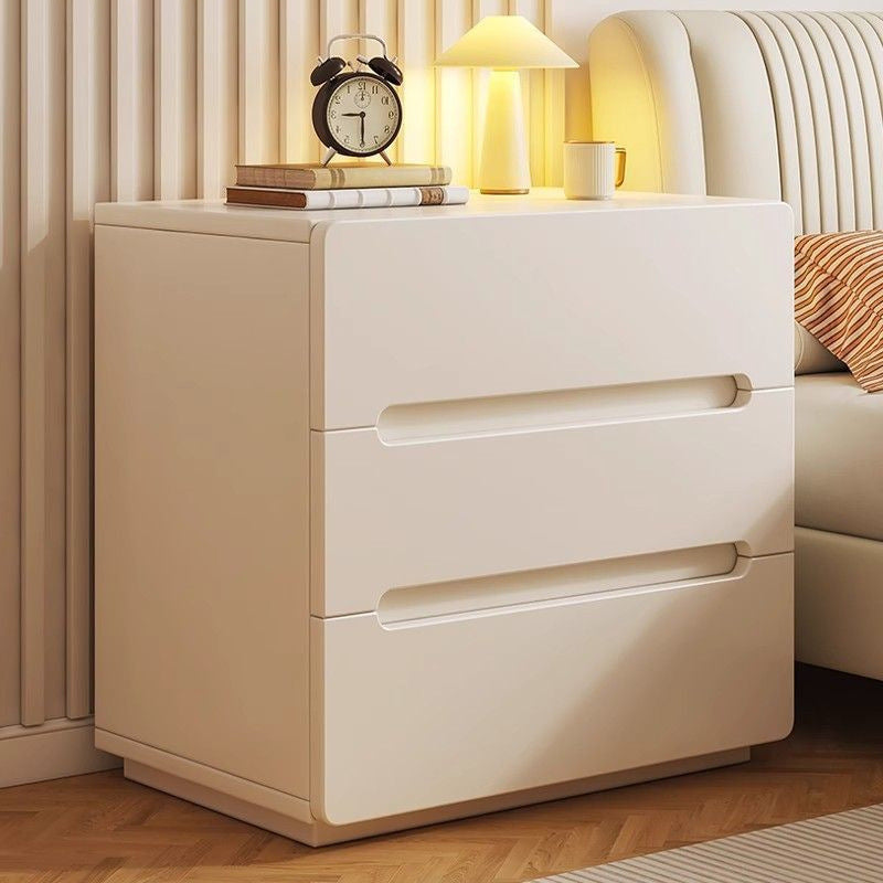 Modern Minimalist Rectangular Solid Wood Eco-friendly Board Nightstand 2/3-Drawer For Bedroom