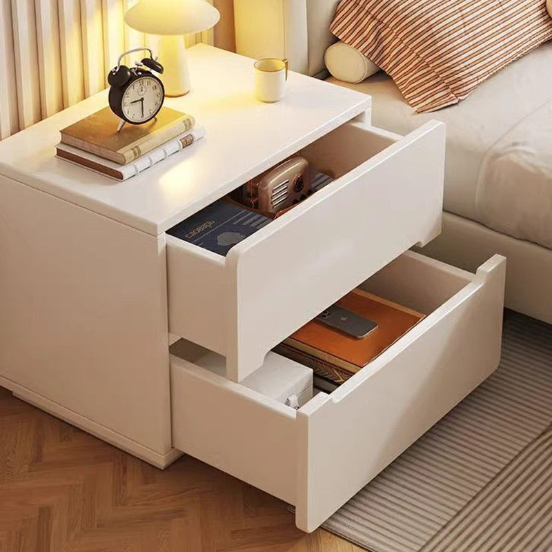 Modern Minimalist Rectangular Solid Wood Eco-friendly Board Nightstand 2/3-Drawer For Bedroom