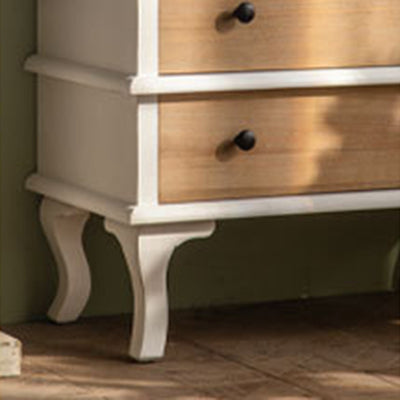 Traditional French Rectangular Medium Density Fiberboard Tempered Glass Solid Wood Storage Cabinet 2-Drawer For Living Room