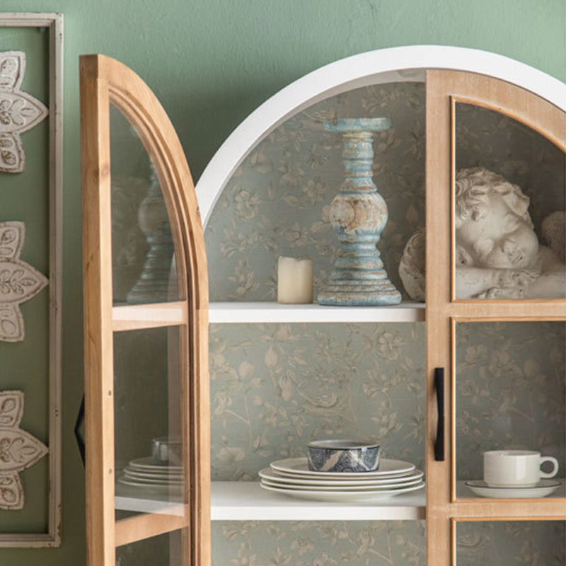 Traditional French Rectangular Medium Density Fiberboard Tempered Glass Solid Wood Storage Cabinet 2-Drawer For Living Room