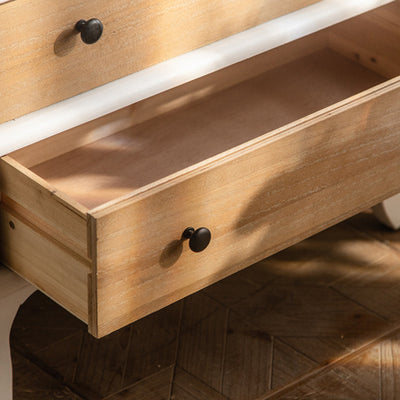 Traditional French Rectangular Medium Density Fiberboard Tempered Glass Solid Wood Storage Cabinet 2-Drawer For Living Room