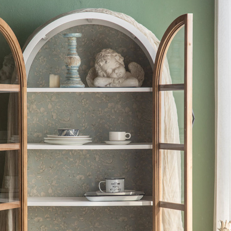 Traditional French Rectangular Medium Density Fiberboard Tempered Glass Solid Wood Storage Cabinet 2-Drawer For Living Room