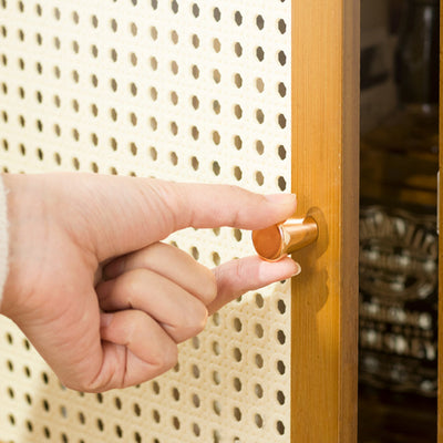 Traditional Japanese Rectangular Medium Density Fiberboard Bamboo Nightstand 1-Cabinet For Bedroom