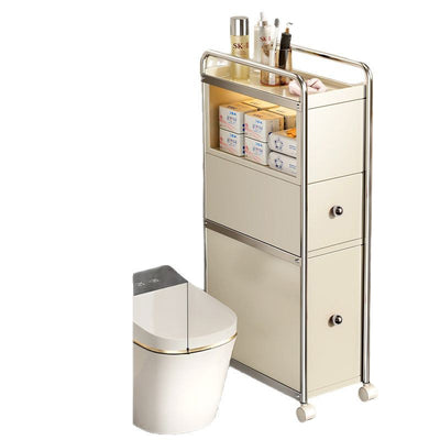 Modern Minimalist Rectangular Steel Carbon Steel Side Table 2-Drawer For Living Room