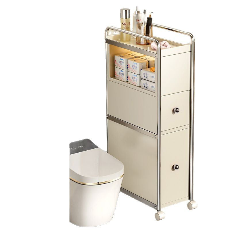 Modern Minimalist Rectangular Steel Carbon Steel Side Table 2-Drawer For Living Room