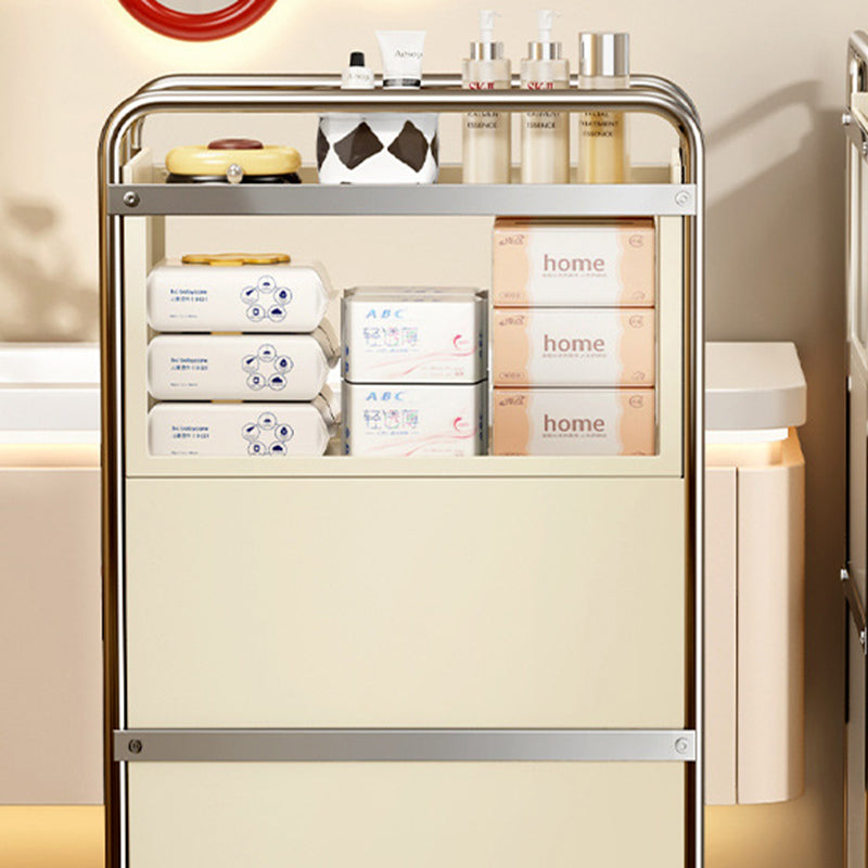 Modern Minimalist Rectangular Steel Carbon Steel Side Table 2-Drawer For Living Room