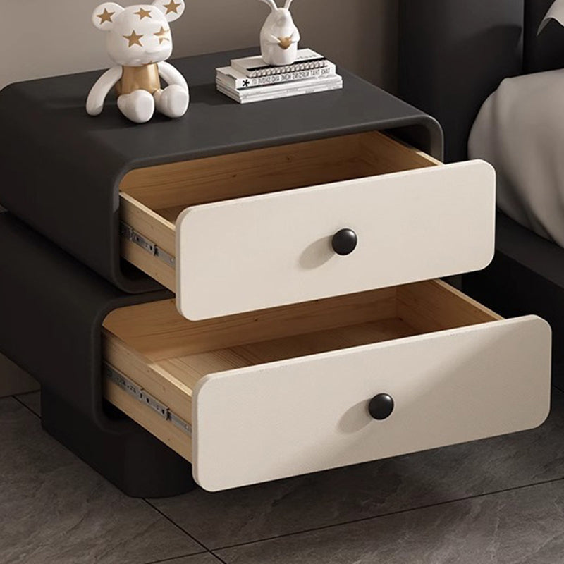 Modern Minimalist Rectangular Solid Wood Nightstand 2-Drawer For Bedroom