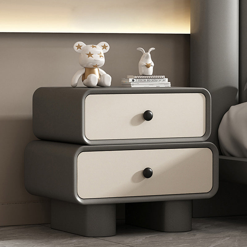 Modern Minimalist Rectangular Solid Wood Nightstand 2-Drawer For Bedroom