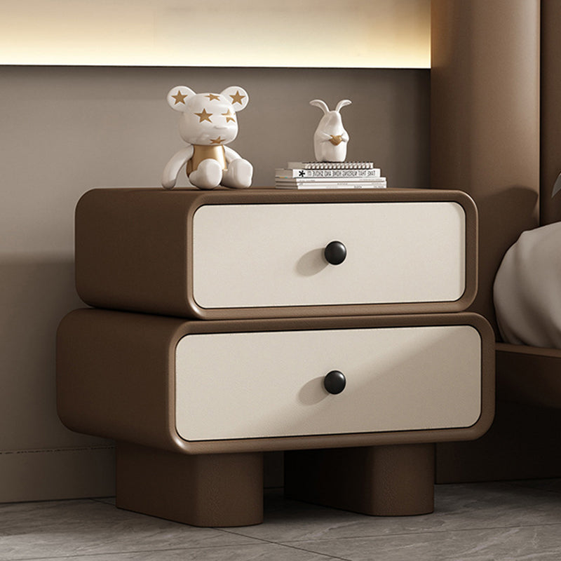 Modern Minimalist Rectangular Solid Wood Nightstand 2-Drawer For Bedroom