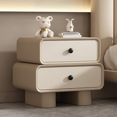 Modern Minimalist Rectangular Solid Wood Nightstand 2-Drawer For Bedroom