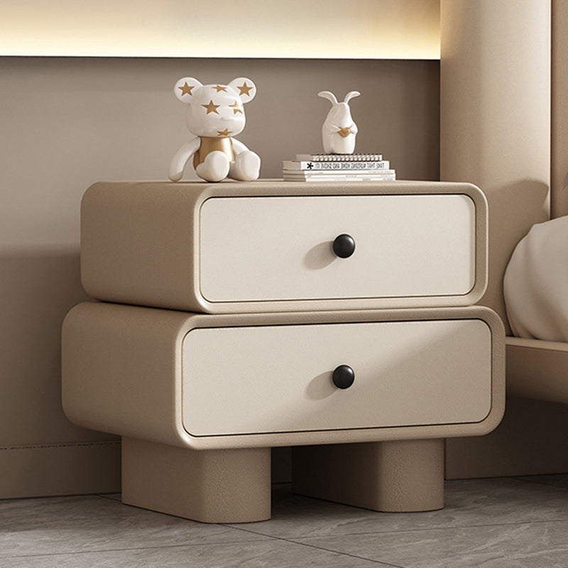Modern Minimalist Rectangular Solid Wood Nightstand 2-Drawer For Bedroom