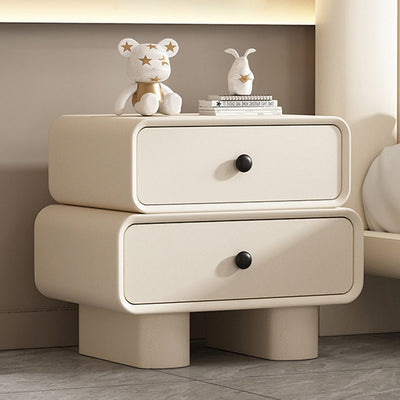 Modern Minimalist Rectangular Solid Wood Nightstand 2-Drawer For Bedroom