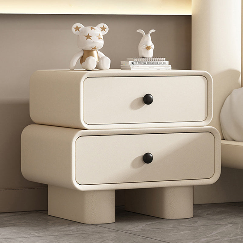 Modern Minimalist Rectangular Solid Wood Nightstand 2-Drawer For Bedroom