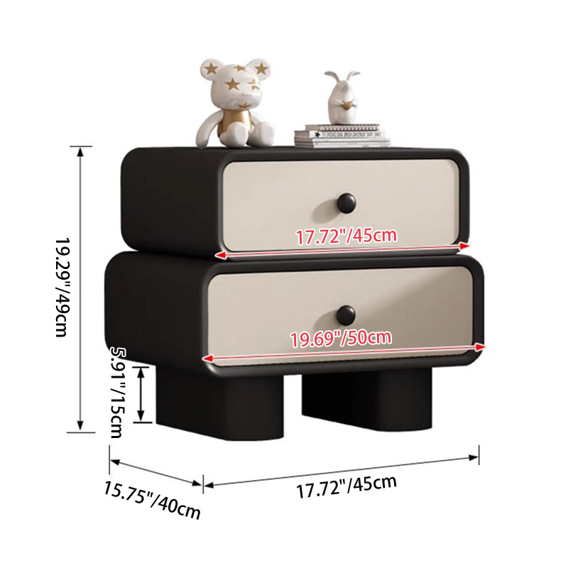 Modern Minimalist Rectangular Solid Wood Nightstand 2-Drawer For Bedroom