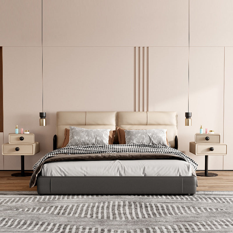 Modern Minimalist Rectangular Solid Wood Carbon Steel Microfiber Leather Iron Nightstand 2-Drawer For Bedroom