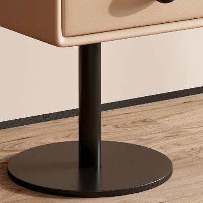 Modern Minimalist Rectangular Solid Wood Carbon Steel Microfiber Leather Iron Nightstand 2-Drawer For Bedroom
