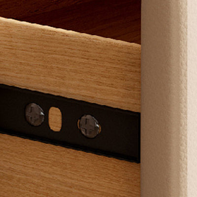 Modern Minimalist Rectangular Solid Wood Carbon Steel Microfiber Leather Iron Nightstand 2-Drawer For Bedroom