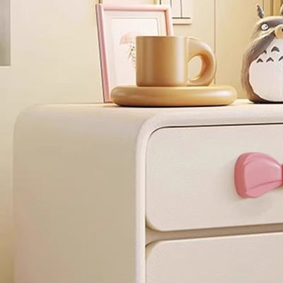 Contemporary Creative Rectangular Cat-Scratch Leather Solid Wood Nightstand 2-Drawer For Bedroom