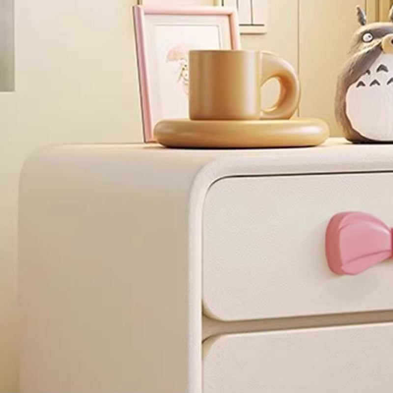 Contemporary Creative Rectangular Cat-Scratch Leather Solid Wood Nightstand 2-Drawer For Bedroom