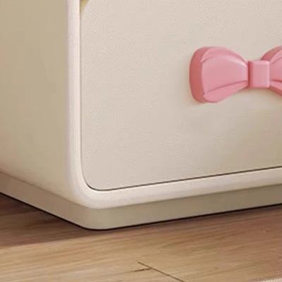 Contemporary Creative Rectangular Cat-Scratch Leather Solid Wood Nightstand 2-Drawer For Bedroom