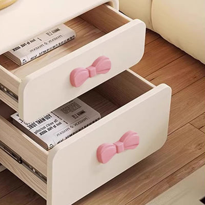 Contemporary Creative Rectangular Cat-Scratch Leather Solid Wood Nightstand 2-Drawer For Bedroom