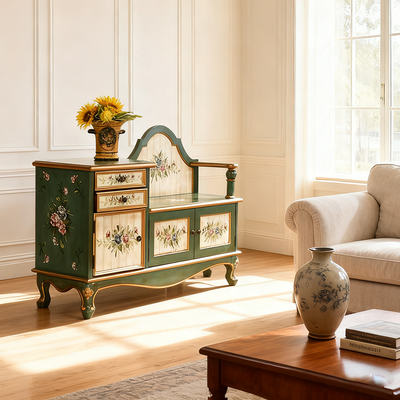 Traditional French Rectangular Solid Wood Shoe Storage 2-Cabinet For Entryways