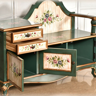 Traditional French Rectangular Solid Wood Shoe Storage 2-Cabinet For Entryways