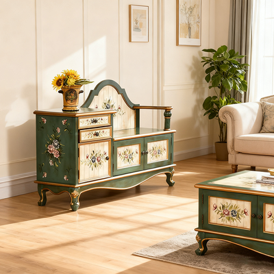 Traditional French Rectangular Solid Wood Shoe Storage 2-Cabinet For Entryways