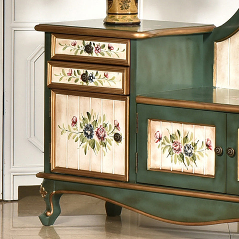 Traditional French Rectangular Solid Wood Shoe Storage 2-Cabinet For Entryways