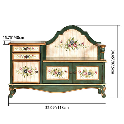 Traditional French Rectangular Solid Wood Shoe Storage 2-Cabinet For Entryways