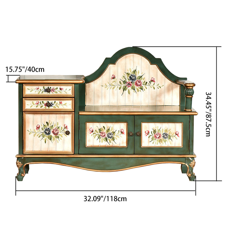 Traditional French Rectangular Solid Wood Shoe Storage 2-Cabinet For Entryways