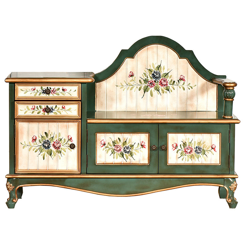 Traditional French Rectangular Solid Wood Shoe Storage 2-Cabinet For Entryways