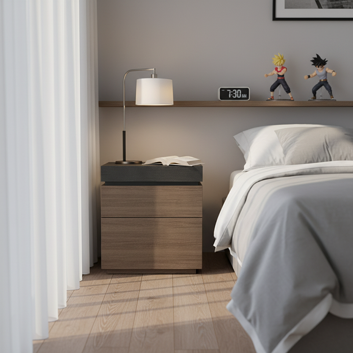 Modern Minimalist Rectangular Medium Density Fiberboard Nightstand 4-Drawer For Bedroom