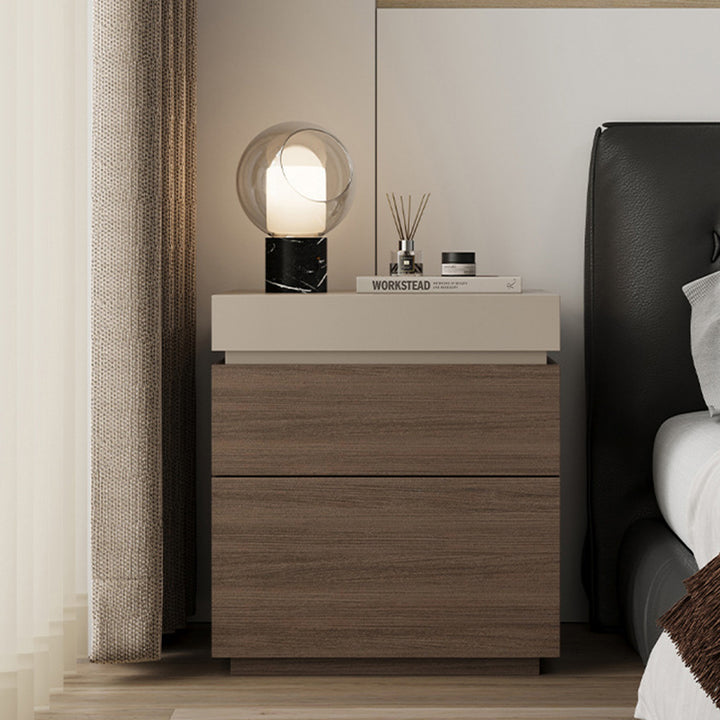 Mesita de noche rectangular minimalista moderna de tablero de fibra de densidad media con 4 cajones para dormitorio 