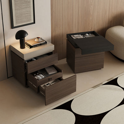 Modern Minimalist Rectangular Medium Density Fiberboard Nightstand 4-Drawer For Bedroom