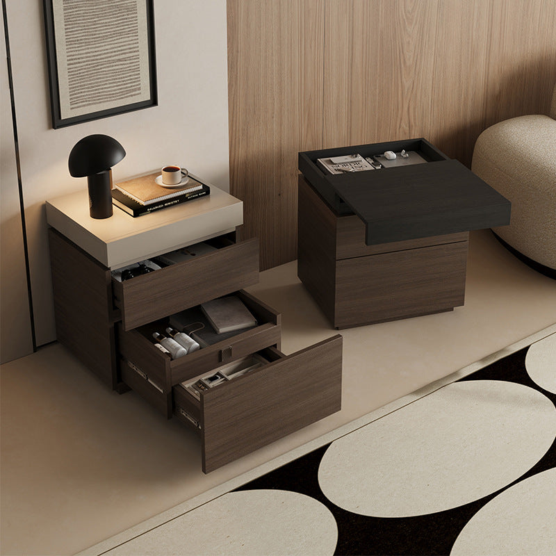 Modern Minimalist Rectangular Medium Density Fiberboard Nightstand 4-Drawer For Bedroom