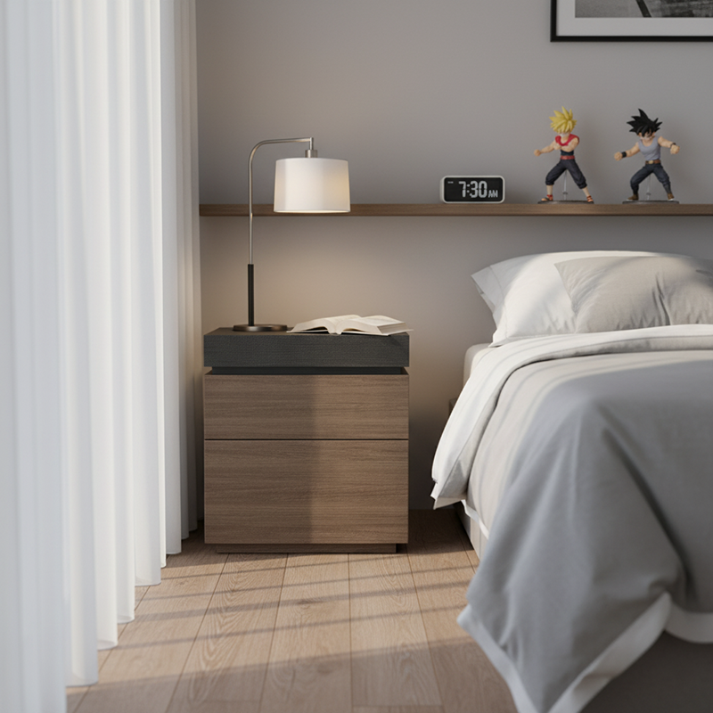 Modern Minimalist Rectangular Medium Density Fiberboard Nightstand 4-Drawer For Bedroom