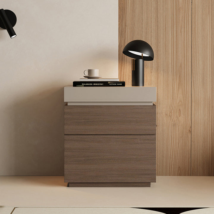 Mesita de noche rectangular minimalista moderna de tablero de fibra de densidad media con 4 cajones para dormitorio 