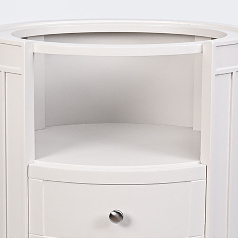 Modern Minimalist Cylindrical Solid Wood Medium Density Fiberboard Nightstand 2-Drawer For Bedroom